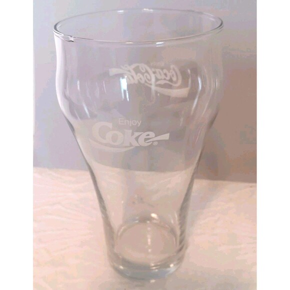 Set Of 4 Vtg Clear Coca-Cola "Enjoy Coke" Soda Fountain Glasses Tumblers 16oz - Picture 5 of 14